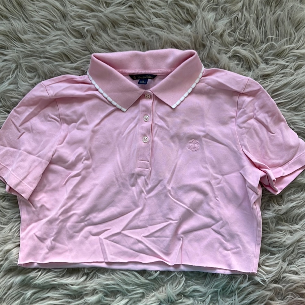 hand-cropped light pink polo